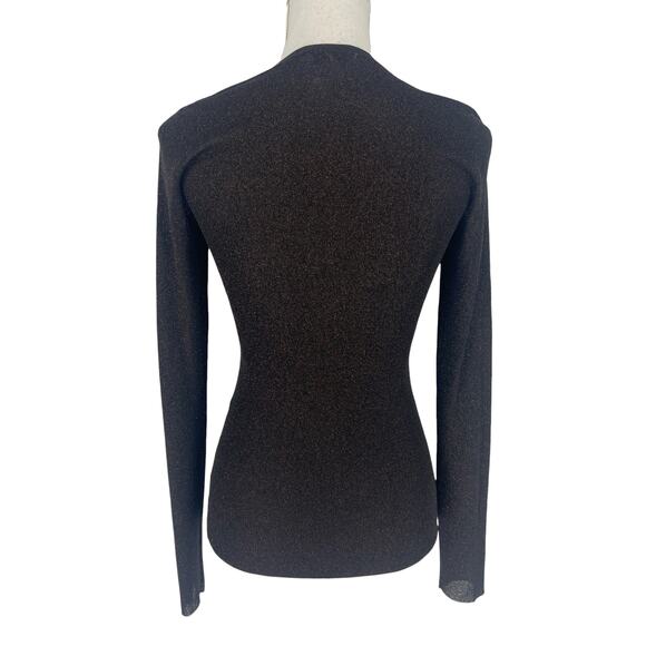 Brunello Cucinelli Metallic V-Neck Long Sleeve Top - Picture 10 of 12